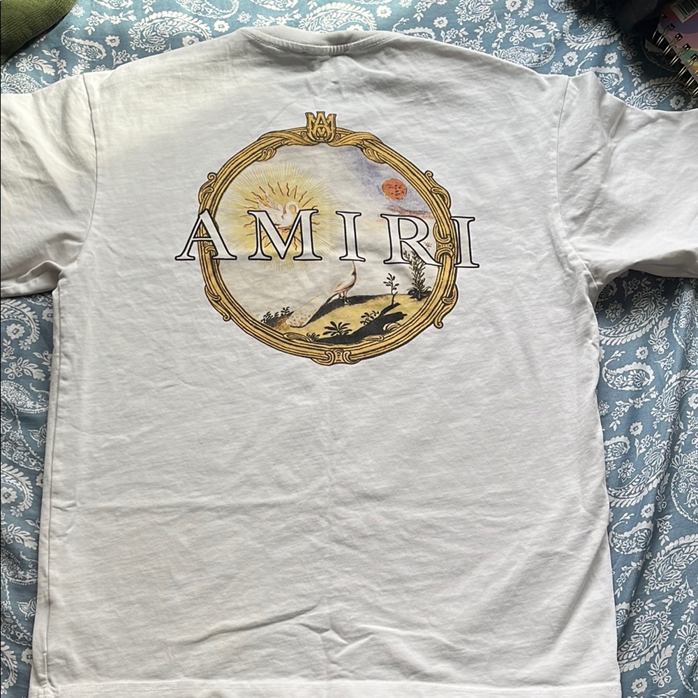 AMIRI White Short Sleeve Tee with Golden Graphic